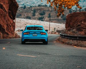 Preview wallpaper audi s7, audi, car, blue, road