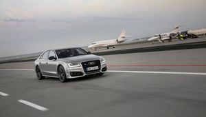 Preview wallpaper audi s8, audi, car, gray, speed, road