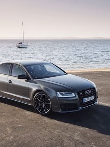 Preview wallpaper audi, s8, side view, sea