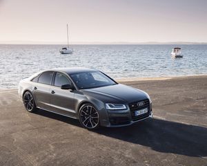 Preview wallpaper audi, s8, side view, sea