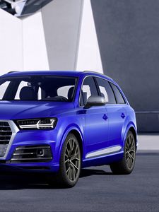 Preview wallpaper audi sq7 tdi, audi, blue, car