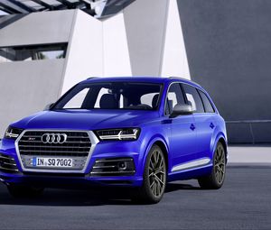 Preview wallpaper audi sq7 tdi, audi, blue, car