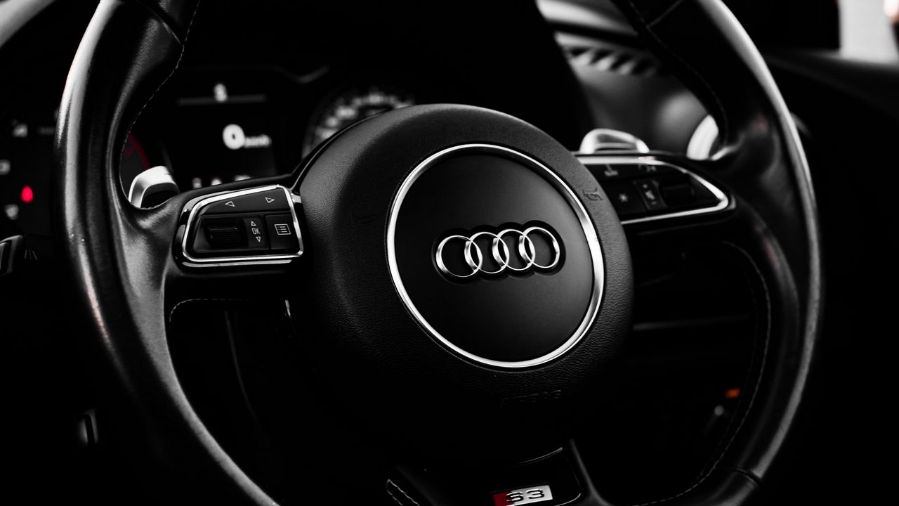 Wallpaper audi, steering wheel, car, black