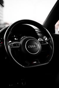 Preview wallpaper audi, steering wheel, car, black