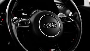 Preview wallpaper audi, steering wheel, car, black