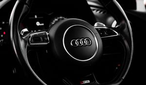 Preview wallpaper audi, steering wheel, car, black