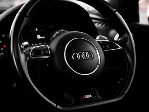 Preview wallpaper audi, steering wheel, car, black