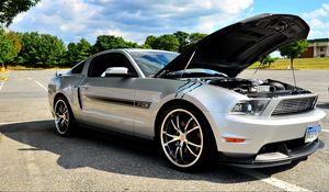 Preview wallpaper ford mustang gt cs, ford, car, silver, tuning, scratches