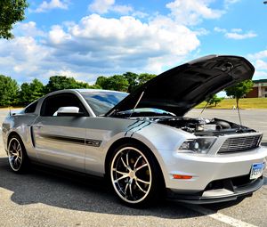 Preview wallpaper ford mustang gt cs, ford, car, silver, tuning, scratches
