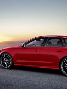 Preview wallpaper audi, v-8, rs6 avant, red, side view