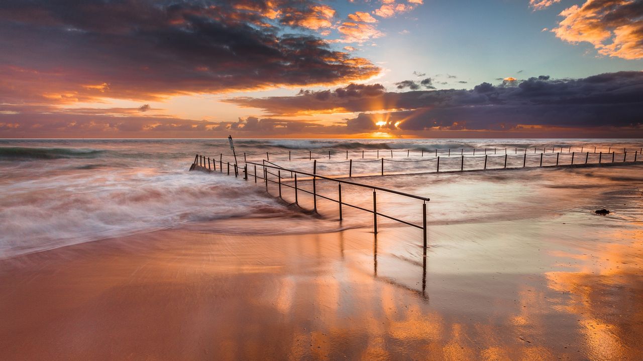 Wallpaper australia, coast, ocean, sand, protection, waves