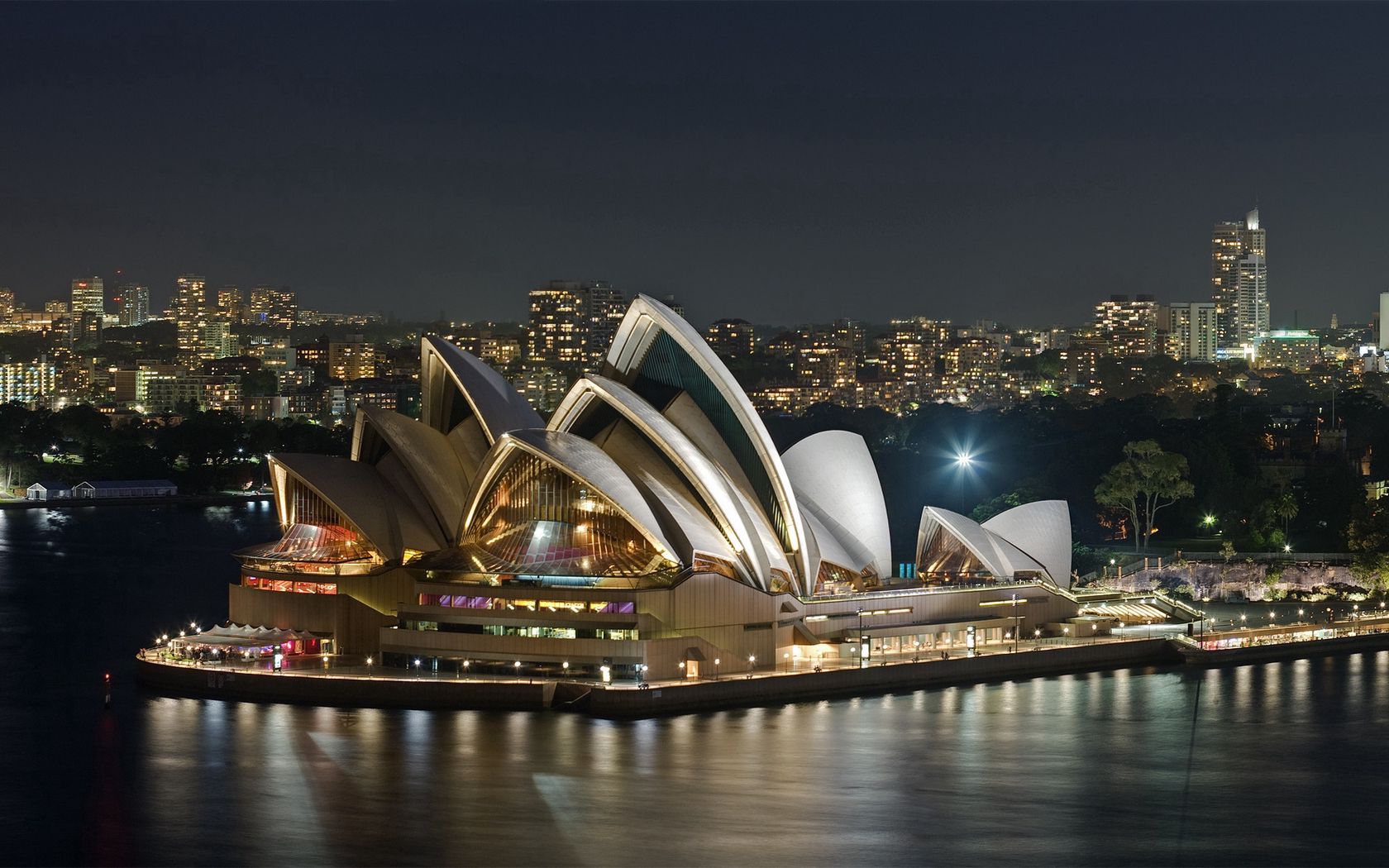 Download wallpaper 1680x1050 australia, evening, opera, theater, river ...