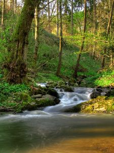 Preview wallpaper austria klein-pyokhlarn, falls, shadows, vegetation, gleams