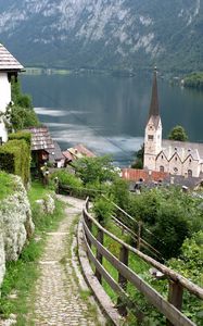 Preview wallpaper austria, lake, home, structures, mountains