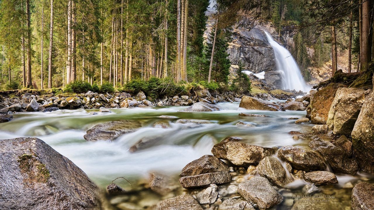 Wallpaper austria, waterfall, forest