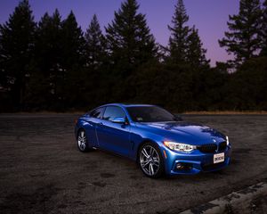 Preview wallpaper auto, blue, side view, trees