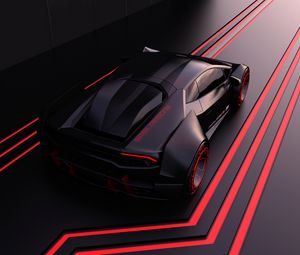 Preview wallpaper auto, car, sports, model, black, red, lines