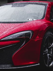 Preview wallpaper auto, red, front view, lights, drops