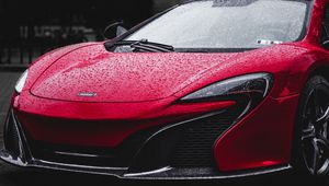 Preview wallpaper auto, red, front view, lights, drops