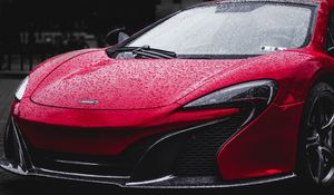 Preview wallpaper auto, red, front view, lights, drops