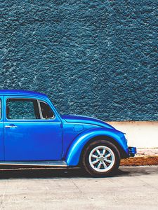 Preview wallpaper auto, retro, side view, blue