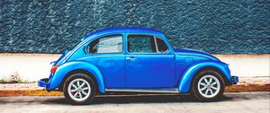 Preview wallpaper auto, retro, side view, blue