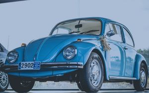 Preview wallpaper auto, retro, side view, blue