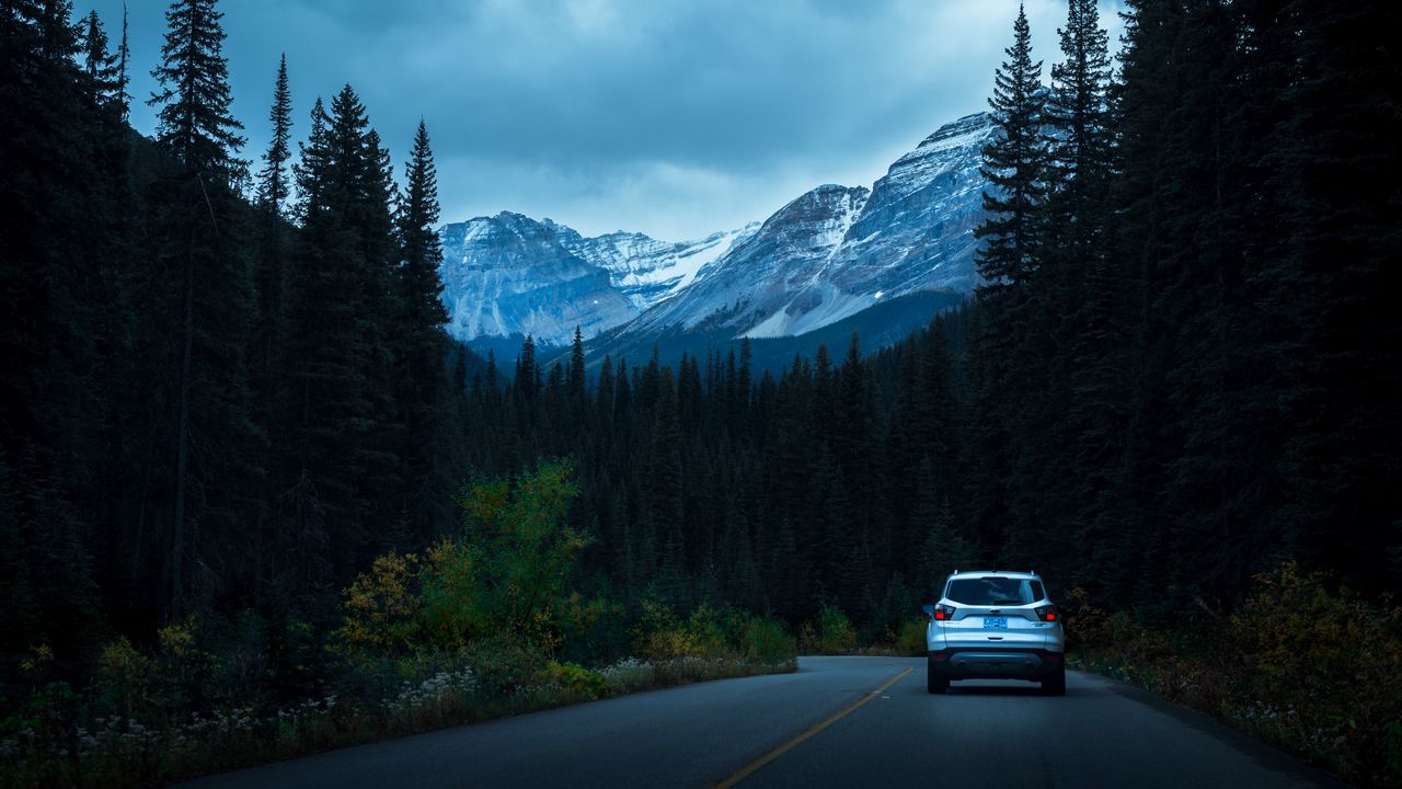Wallpaper auto, road, mountains, traffic