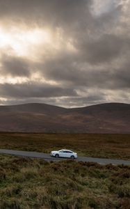 Preview wallpaper auto, road, traffic, mountains, clouds