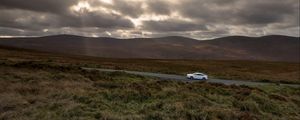 Preview wallpaper auto, road, traffic, mountains, clouds