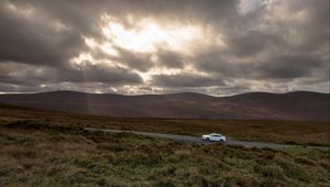 Preview wallpaper auto, road, traffic, mountains, clouds