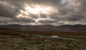 Preview wallpaper auto, road, traffic, mountains, clouds