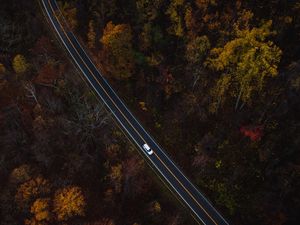 Preview wallpaper auto, road, view from above, trees