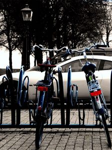 Preview wallpaper auto, white, bicycle, parking