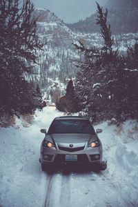 Preview wallpaper auto, winter, front view, snow, trees