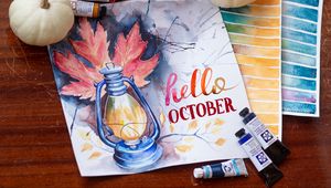 Preview wallpaper autumn, inscription, words, paint, pumpkin
