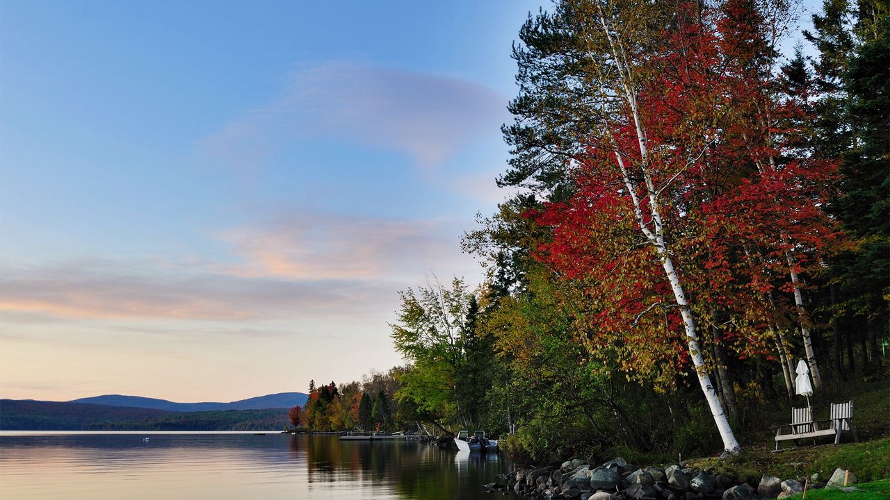 Wallpaper autumn, lake, forest, rocks, landscape