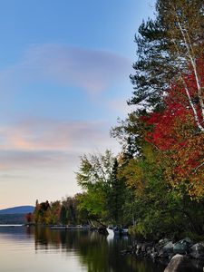 Preview wallpaper autumn, lake, forest, rocks, landscape