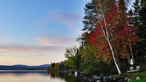 Preview wallpaper autumn, lake, forest, rocks, landscape