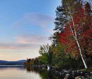 Preview wallpaper autumn, lake, forest, rocks, landscape