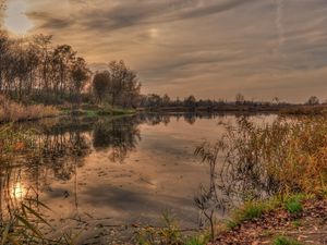 Preview wallpaper autumn, lake, sunset, landscape