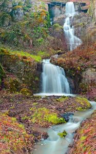 Preview wallpaper autumn, mountain, river, waterfall