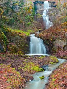 Preview wallpaper autumn, mountain, river, waterfall