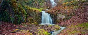 Preview wallpaper autumn, mountain, river, waterfall