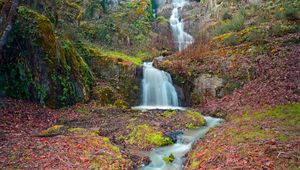 Preview wallpaper autumn, mountain, river, waterfall