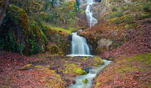 Preview wallpaper autumn, mountain, river, waterfall