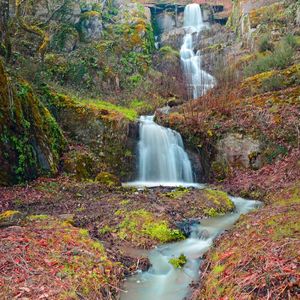 Preview wallpaper autumn, mountain, river, waterfall