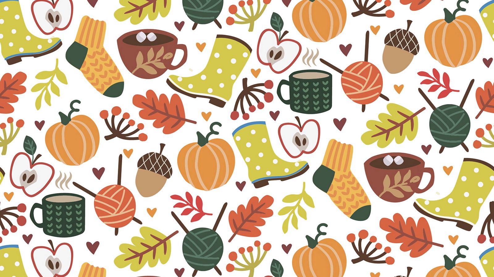 Download wallpaper 1600x900 autumn, pattern, comfort, socks, cocoa ...