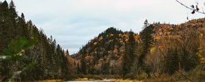 Preview wallpaper autumn, river, hills, forest