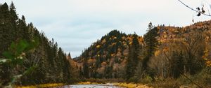 Preview wallpaper autumn, river, hills, forest